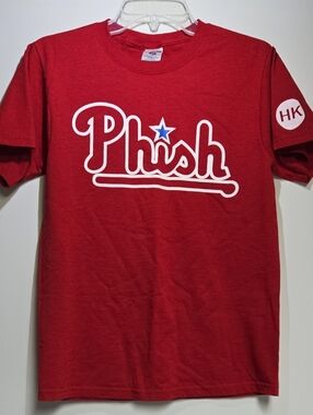 Men's Jerzees Red Phish Logo Short Sleeve W/Harry Kalas (HK) On Sleeve Small